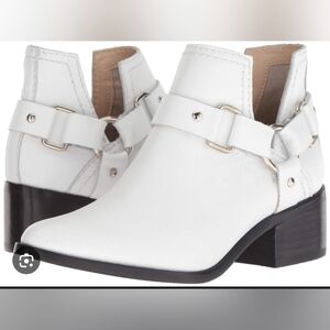 White Leather Western Harness Booties 6.5